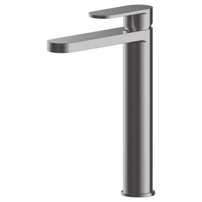 FNX Bathrooms Lumina Brushed Pewter High Rise Mono Basin Mixer Tap Contemporary 1 Hole from B&Q
