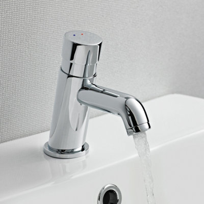 FNX Bathrooms Commercial Mono Basin Mixer Chrome Contemporary 1 Tap Hole Non Concussive from B&Q