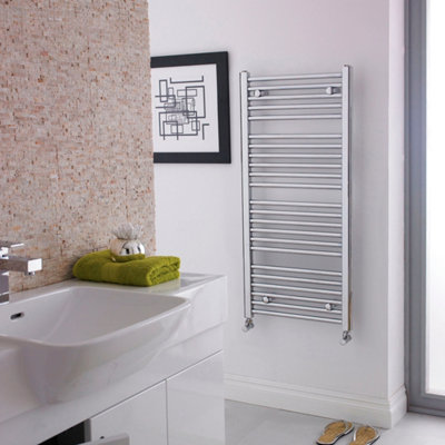 FNX Bathrooms Straight Ladder Rail 1100 X 500mm Chrome 1096 Btu 455 Pipe Centres from B&Q