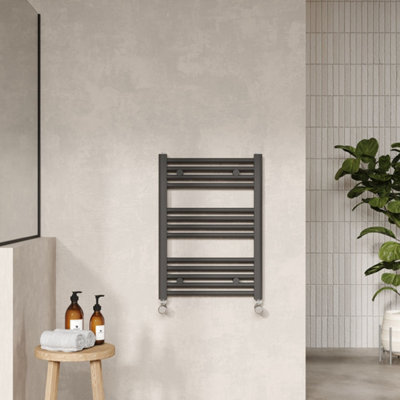 FNX Bathrooms Anthracite Straight Ladder Rail 700X500mm 1028 Btu 450 Pipe Centres from B&Q