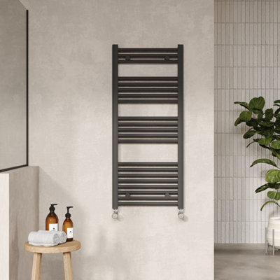 FNX Bathrooms Anthracite Straight Ladder Rail 1150X500mm 1672 Btu 450 Pipe Centres from B&Q