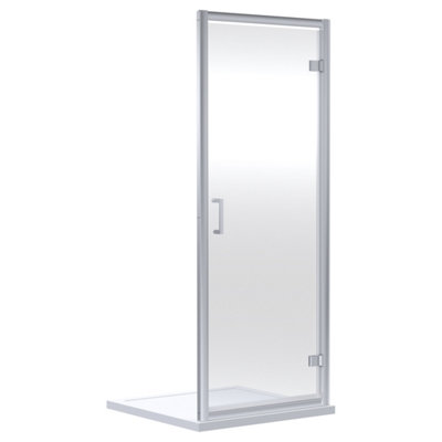 FNX Bathrooms Aura 1900 X 900mm Hinged Shower Door Chrome Contemporary 6mm Glass from B&Q