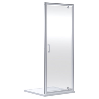 FNX Bathrooms Aura 1900 X 760mm Pivot Shower Door Chrome 6mm Glass Contemporary from B&Q