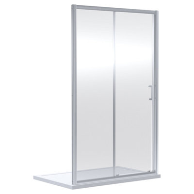 FNX Bathrooms Aura 1900 X 1600mm Sliding Shower Door Chrome 6mm Glass from B&Q