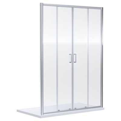 FNX Bathrooms Aura 1900 X 1400mm Double Sliding Shower Door Chrome 6mm Glass from B&Q