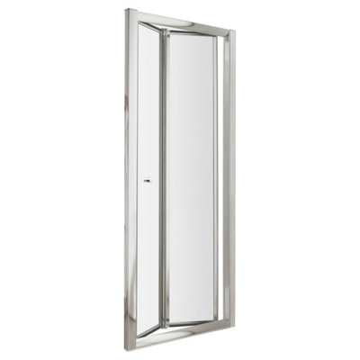 FNX Bathrooms Lyra 1850 X 900mm Bi-Folding Shower Door Chrome 4mm Glass from B&Q