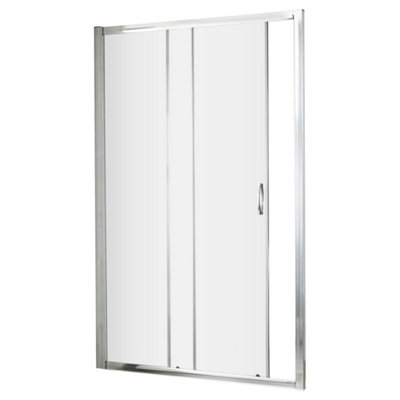 FNX Bathrooms Lyra 1850 X 1200mm Sliding Shower Door Chrome 5mm Glass Contemporary Enclosure from B&Q