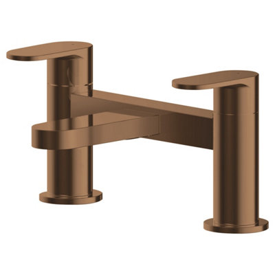 FNX Bathrooms Vellora Contemporary Brushed Bronze Deck Mounted Bath Filler 2 Tap Hole from B&Q