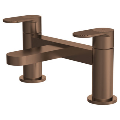 FNX Bathrooms Aion Contemporary Brushed Bronze Deck Mounted Bath Filler 1 Tap Hole from B&Q
