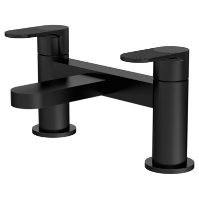 FNX Bathrooms Aion Contemporary Matt Black Deck Mounted Bath Filler 1 Tap Hole from B&Q