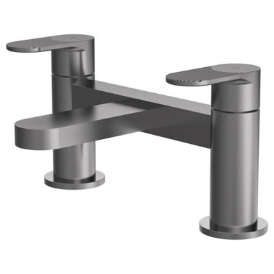 FNX Bathrooms Aion Contemporary Brushed Pewter Deck Mounted Bath Filler 1 Tap Hole from B&Q