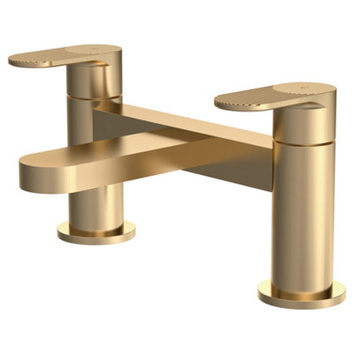 FNX Bathrooms Aion Contemporary Brushed Brass Deck Mounted Bath Filler 1 Tap Hole from B&Q