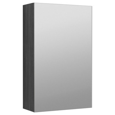 FNX Bathrooms Element Fitted Wall Hung 1 Door Mirror Cabinet 450mm Graphite Grey Woodgrain from B&Q