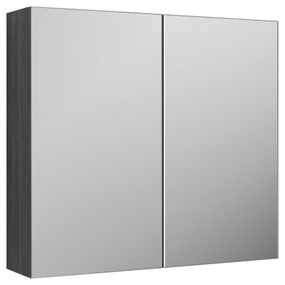 FNX Bathrooms Element Fitted Wall Hung 2 Door Mirror Unit 800mm Graphite Grey Woodgrain from B&Q