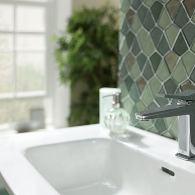 FNX Bathrooms Axis Deck Mounted Lever Basin Mixer Tap Brass Chrome from B&Q