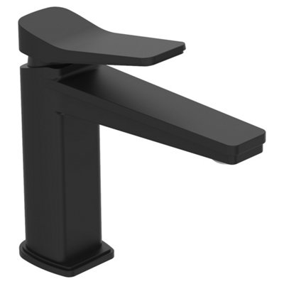 FNX Bathrooms Axis Deck Mounted Lever Basin Mixer Tap Brass Matt Black from B&Q