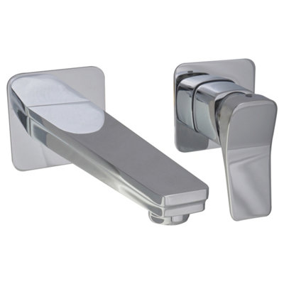 FNX Bathrooms Axis Wall Mounted Lever Basin Mixer Tap Brass Chrome from B&Q
