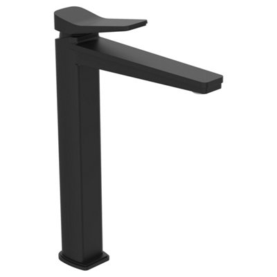 FNX Bathrooms Axis Tall Deck Mounted Lever Basin Mixer Tap Brass Matt Black from B&Q