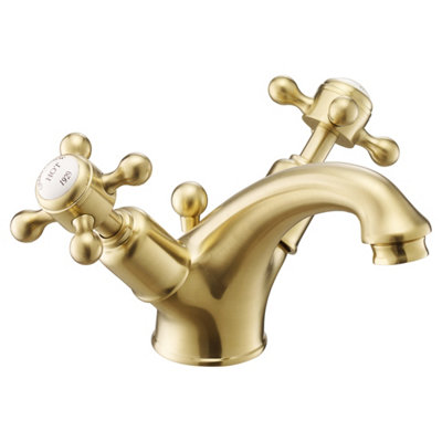FNX Bathrooms Mayfair Crosshead Basin Mixer Tap With Pop Up Waste Chrome Deck Mounted from B&Q