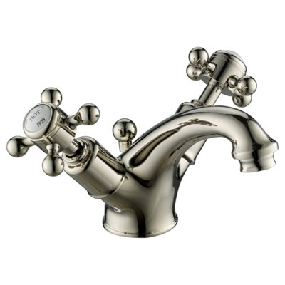 FNX Bathrooms Mayfair Crosshead Basin Mixer Tap With Pop Up Waste Nickel Deck Mounted from B&Q