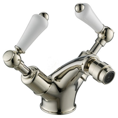 FNX Bathrooms Bubly Mayfair Lever Handle Bidet Mixer Tap With Pop Up Waste Chrome Brass Deck from B&Q