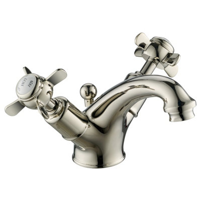FNX Bathrooms Bubly Mayfair Pinch Basin Mixer Tap With Pop Up Waste Chrome Brass Deck from B&Q