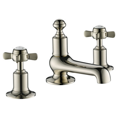 FNX Bathrooms Bubly Mayfair 3 Hole Deck Mounted Pinch Basin Mixer Tap Chrome Brass from B&Q