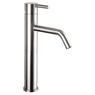 FNX Bathrooms Bubly Stark Tall Basin Mixer Tap Stainless Steel Lever Deck Mounted from B&Q