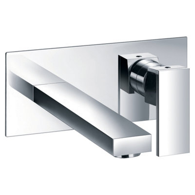 FNX Bathrooms Bubly Elysian 2 Hole Wall Mounted Basin Mixer Tap Brass Chrome Lever Wall from B&Q