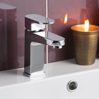 FNX Bathrooms Bubly Element Basin Mixer Tap With Click Clack Waste Brass Chrome Lever Deck from B&Q