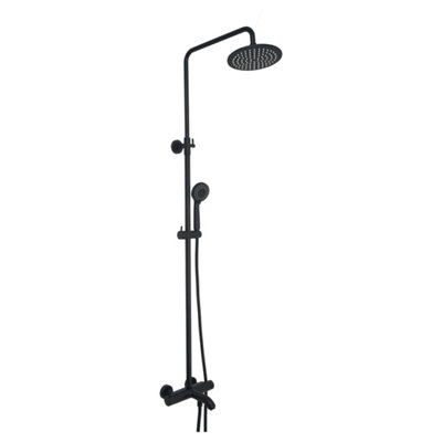 FNX Bathrooms Vera 3 Outlets Thermostatic Bar Valve Shower Kit Lever Brass Wall Matt Black from B&Q
