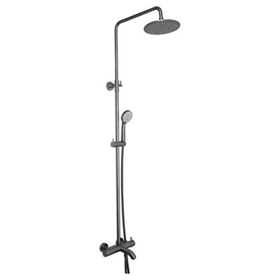 FNX Bathrooms Vera 3 Outlets Thermostatic Bar Valve Shower Kit Lever Brass Wall Brushed Black from B&Q