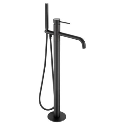 FNX Bathrooms Bubly Vera Floorstanding Bath Tap Brass Matt Black Modern Lever 2-1/2 Bsp from B&Q