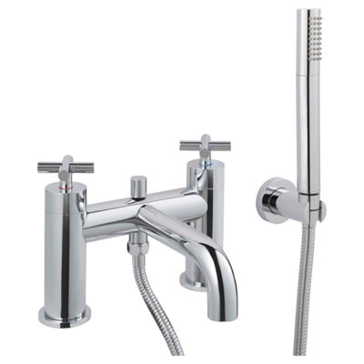 FNX Bathrooms Bubly Aura Bath Shower Mixer Tap Brass Chrome Modern Crosshead 3/4 Bsp from B&Q
