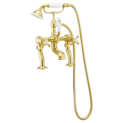 FNX Bathrooms Bubly Kensington Bath Shower Mixer Tap Brass Brushed Brass Traditional from B&Q