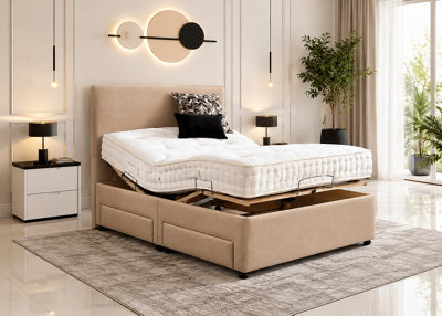 Heritage Adjustable Mobility Bed With Mattress & Drawers Beige from B&Q