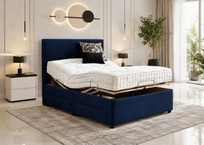 Heritage Adjustable Mobility Bed With Mattress & Drawers Blue from B&Q