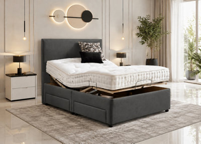 Heritage Adjustable Mobility Bed With Mattress & Drawers Grey from B&Q