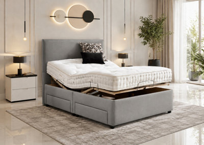 Heritage Adjustable Mobility Bed With Mattress & Drawers Silver from B&Q