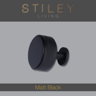 B&Q -  Matt Black Cabinet & Drawer Knurled Knob With Stem