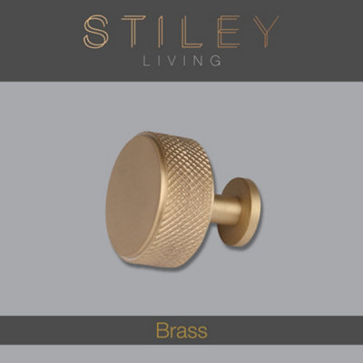 B&Q -  Brass Cabinet & Drawer Knurled Knob With Stem