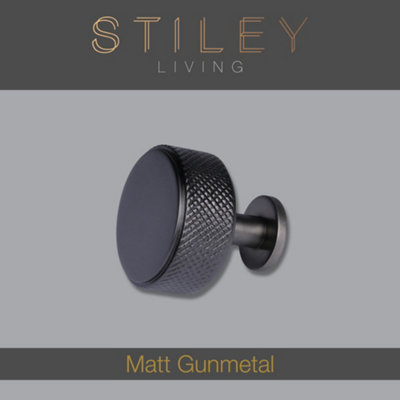 B&Q -  Matt Gunmetal Cabinet & Drawer Knurled Knob With Stem