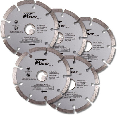 Marco Paul 5Pc 115mm 4.5" Diamond Angle Grinder Disc from B&Q