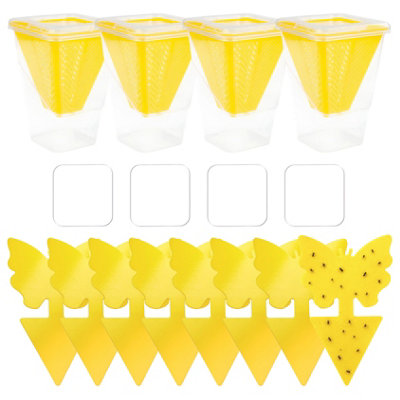 Fruit Fly Trap Set With 4 Catchers & 8 Fungus Gnat Sticky Traps