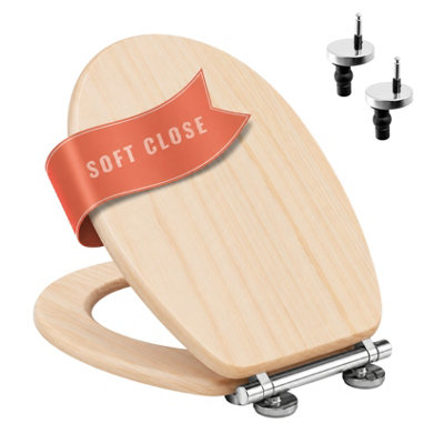  - Light Pine Soft Close Mdf Toilet Seat With Quick Release Button