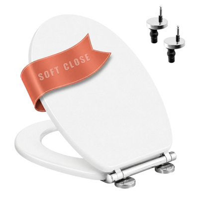  - Wooden White Soft Close Toilet Seat With Quick Release Button