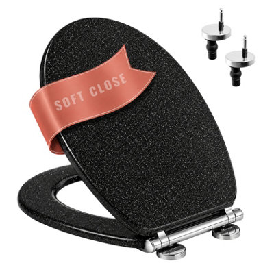 - Premium Black Glitter Soft Close Mdf Toilet Seat With Quick Release