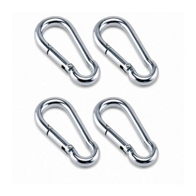 Sisi UK Steel M8 Snap Hook Carabiner Clips 80mm Zinc Plated Spring Hook Metal Chain Rope Connector Pack Of 4 Strong Diy Clip from B&Q