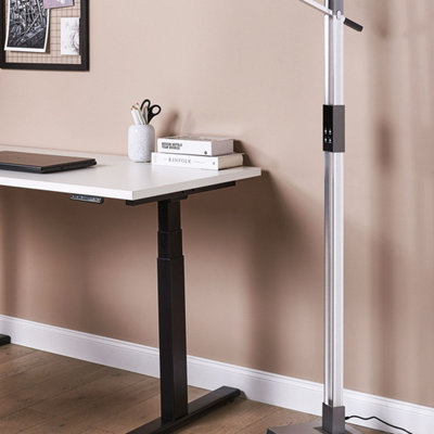 B&Q -  144 Cm Floor Led Lamp SilverDimmable Cct Task Light With Touch Lcd Display
