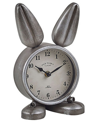 Wyld And Coco Unisex Silver Bunny Table Clock Polished Iron - Image 2
